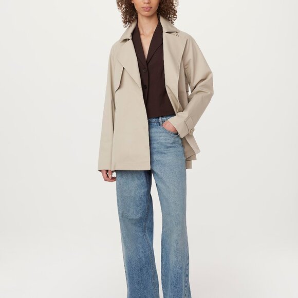 Frank And Oak The Cropped Trench Coat in Light Beige Size MM - Picture 1 of 3